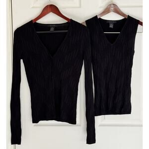 Women's Size Medium The Limited Black Two-Piece Ribbed Tank and Cardigan Set
